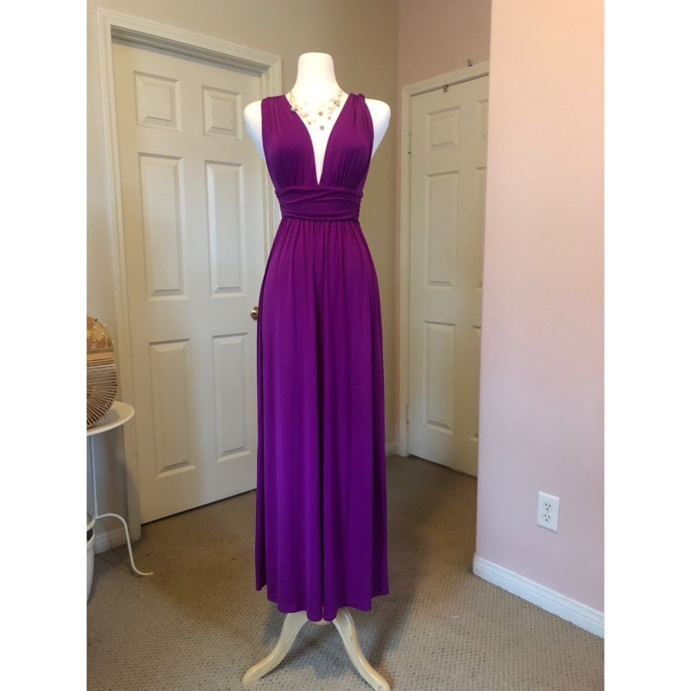 Sexy Deep purple maxi dress open back
